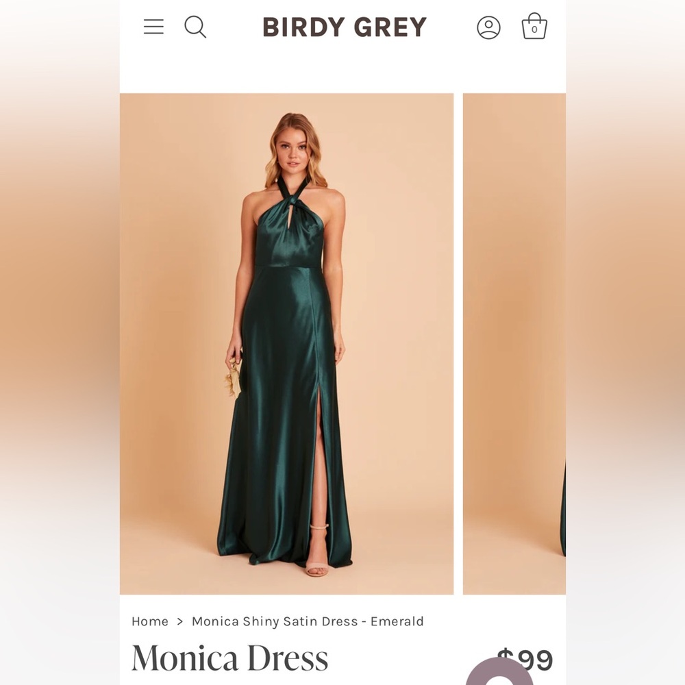 Birdy Grey Monica Satin Bridesmaids Dress XL Emerald Green Worn Once